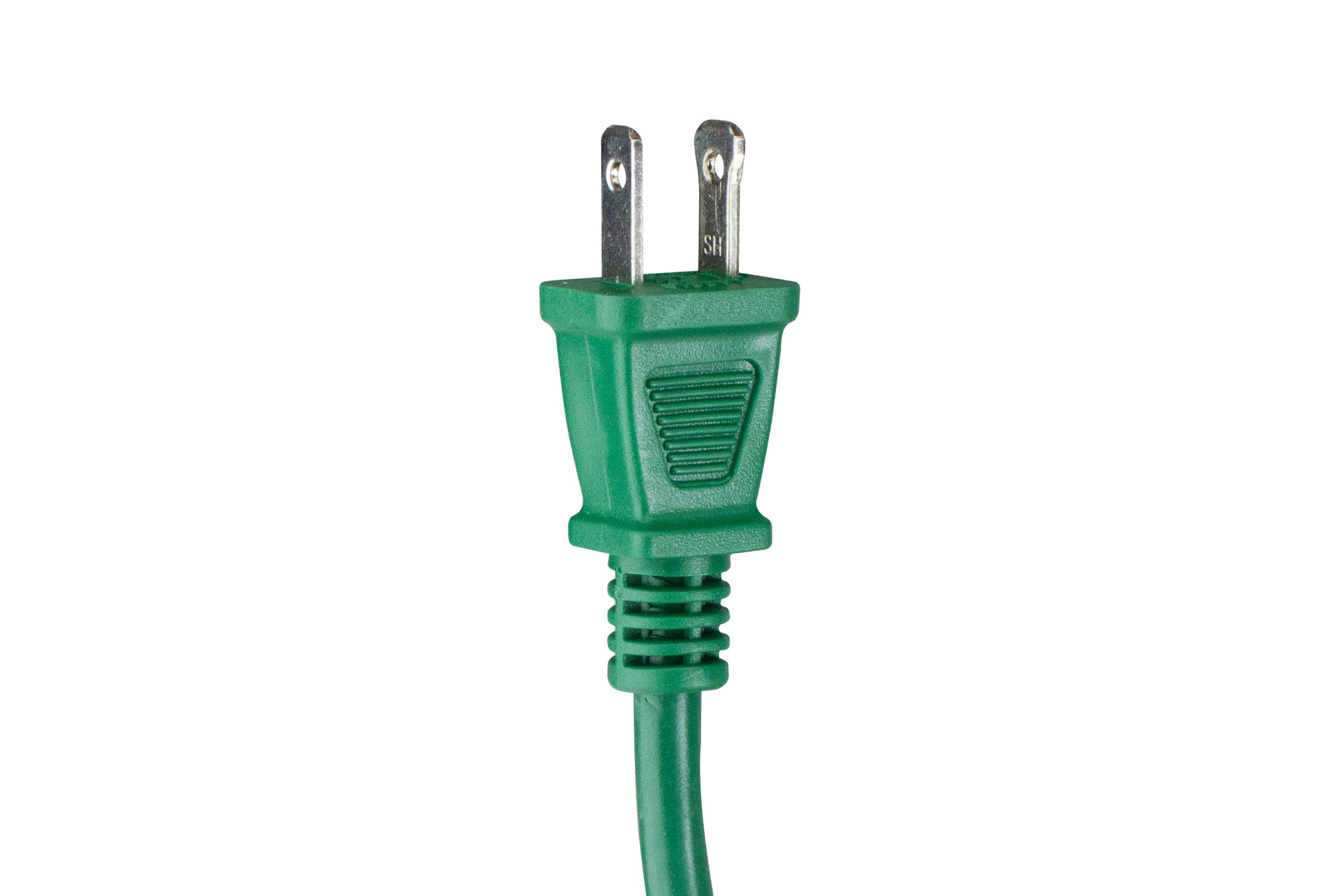40 Green 2-Prong Outdoor Extension Power Cord with End Connector