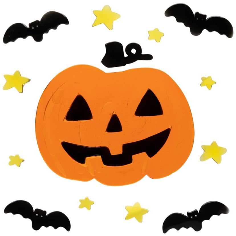 Jack O Lantern and Bat Halloween Gel Window Clings - 18pc