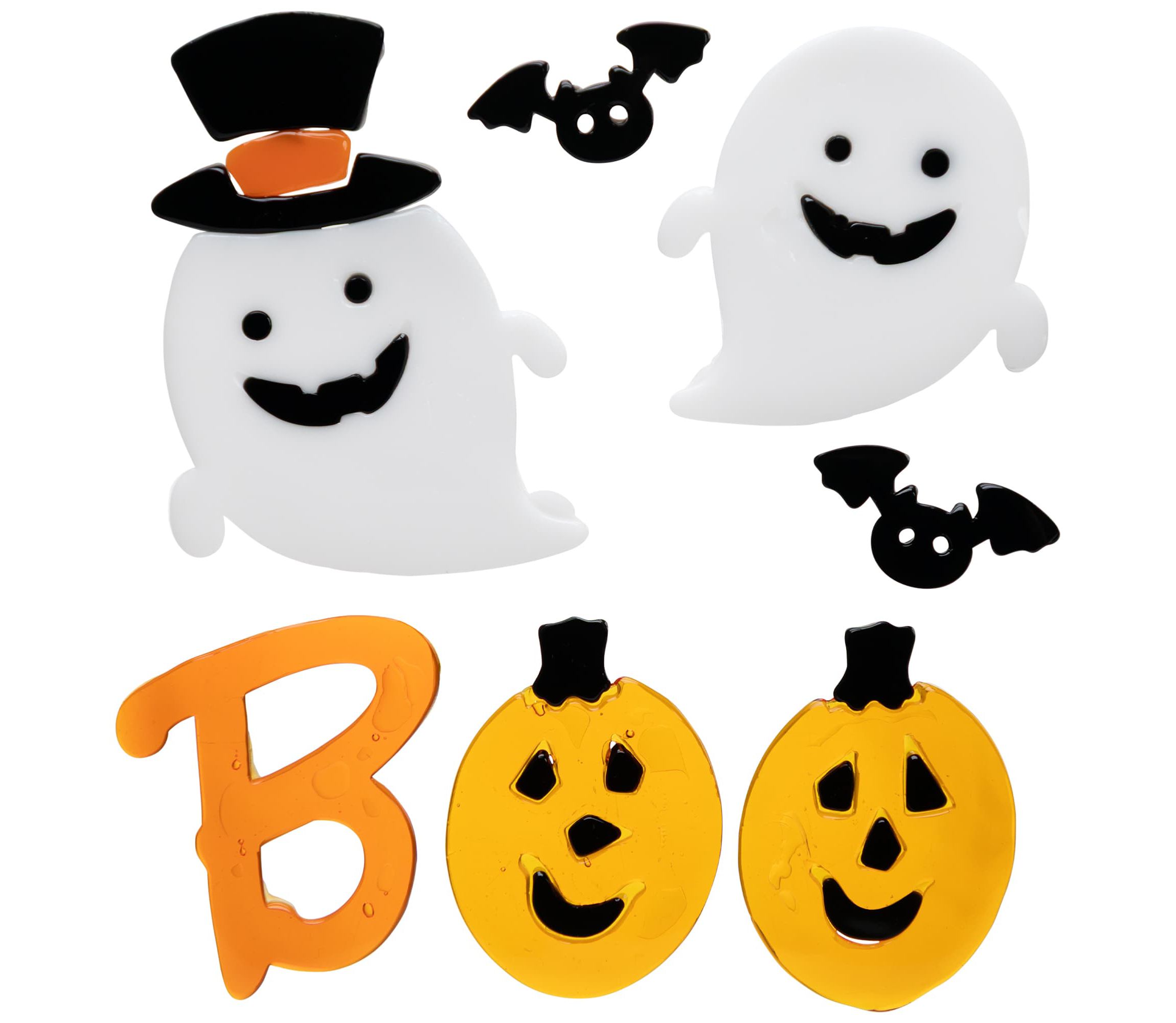 Jack O Lantern and Ghost "Boo" Halloween Gel Window Clings - 9pc