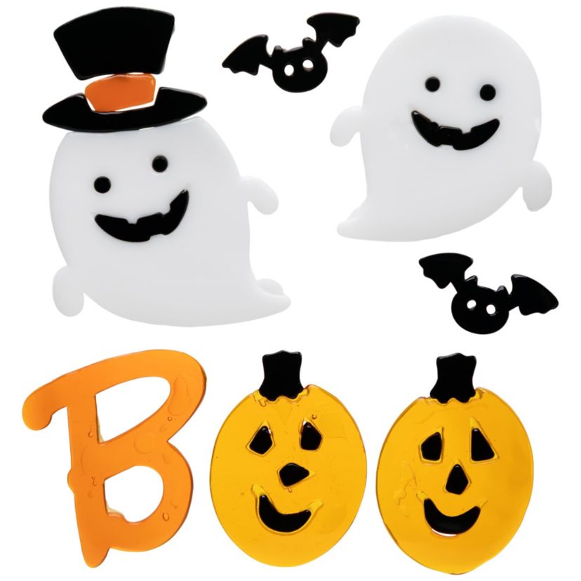Jack O Lantern and Ghost "Boo" Halloween Gel Window Clings - 9pc