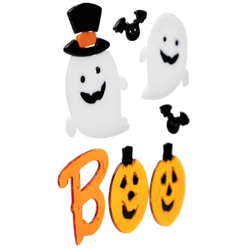 Jack O Lantern and Ghost "Boo" Halloween Gel Window Clings - 9pc