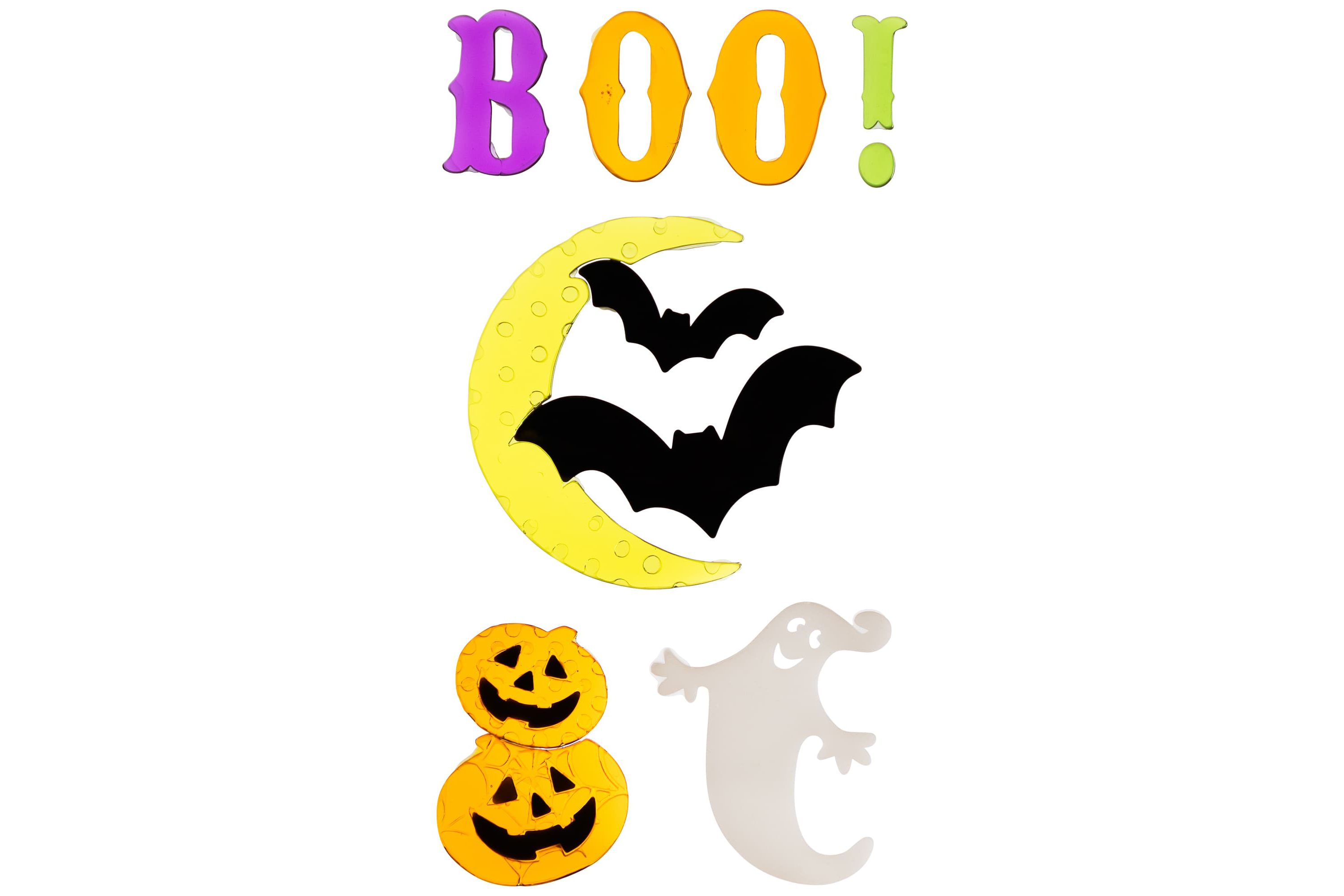 10-Piece Moon and Bats Halloween Gel Window Clings