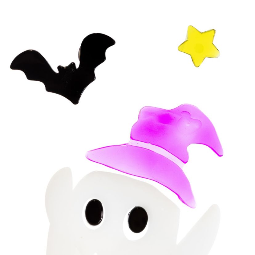 Haunted House and Ghost Halloween Gel Window Clings - Purple and Black - 15pc