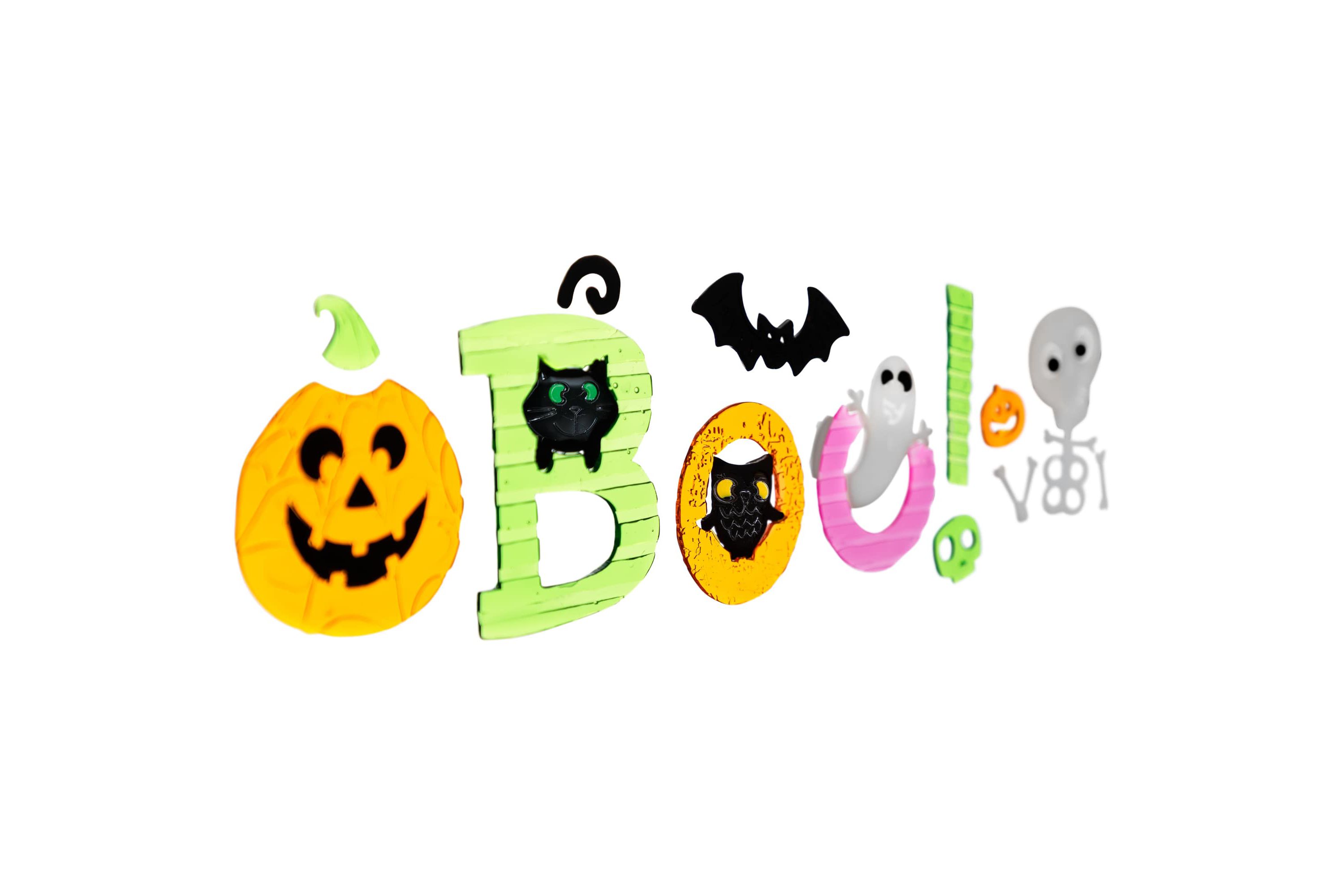 14-Piece Orange and Green "Boo!" Halloween Gel Window Clings