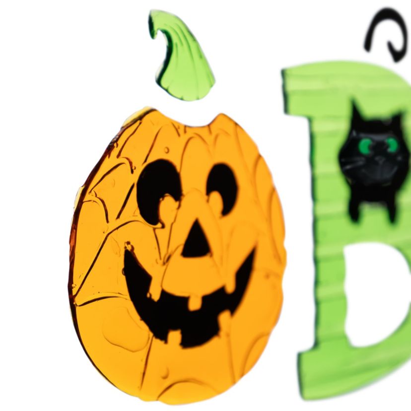 14-Piece Orange and Green "Boo!" Halloween Gel Window Clings