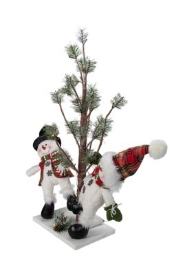 34Inch Snowmen Friends With Pre-Lit LED Pine Tree Christmas Tabletop Decor