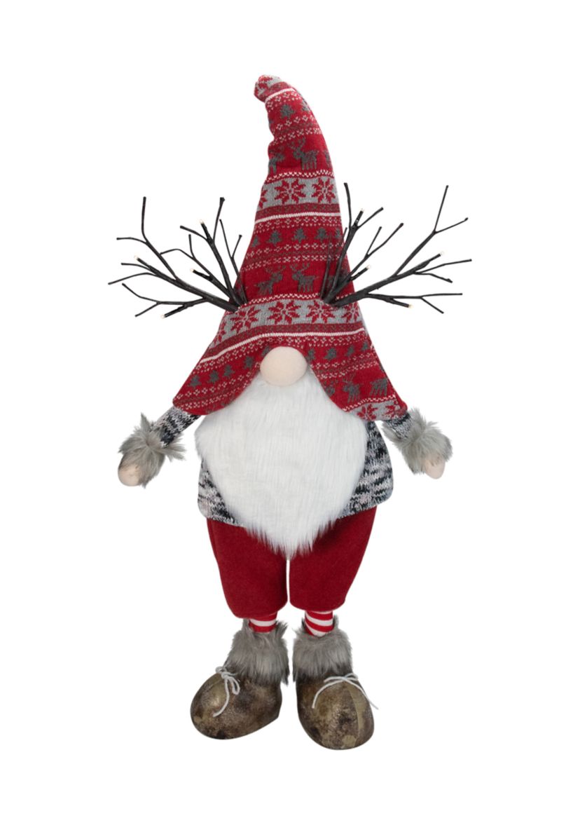 30Inch Red Nordic Hat Standing Santa Christmas Gnome with LED Antler