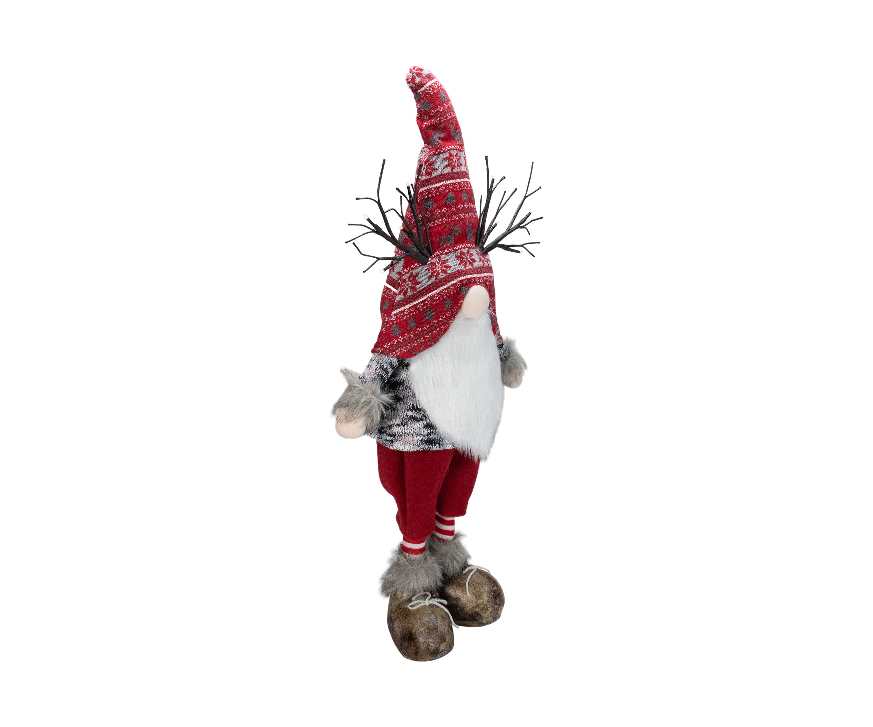 30Inch Red Nordic Hat Standing Santa Christmas Gnome with LED Antler