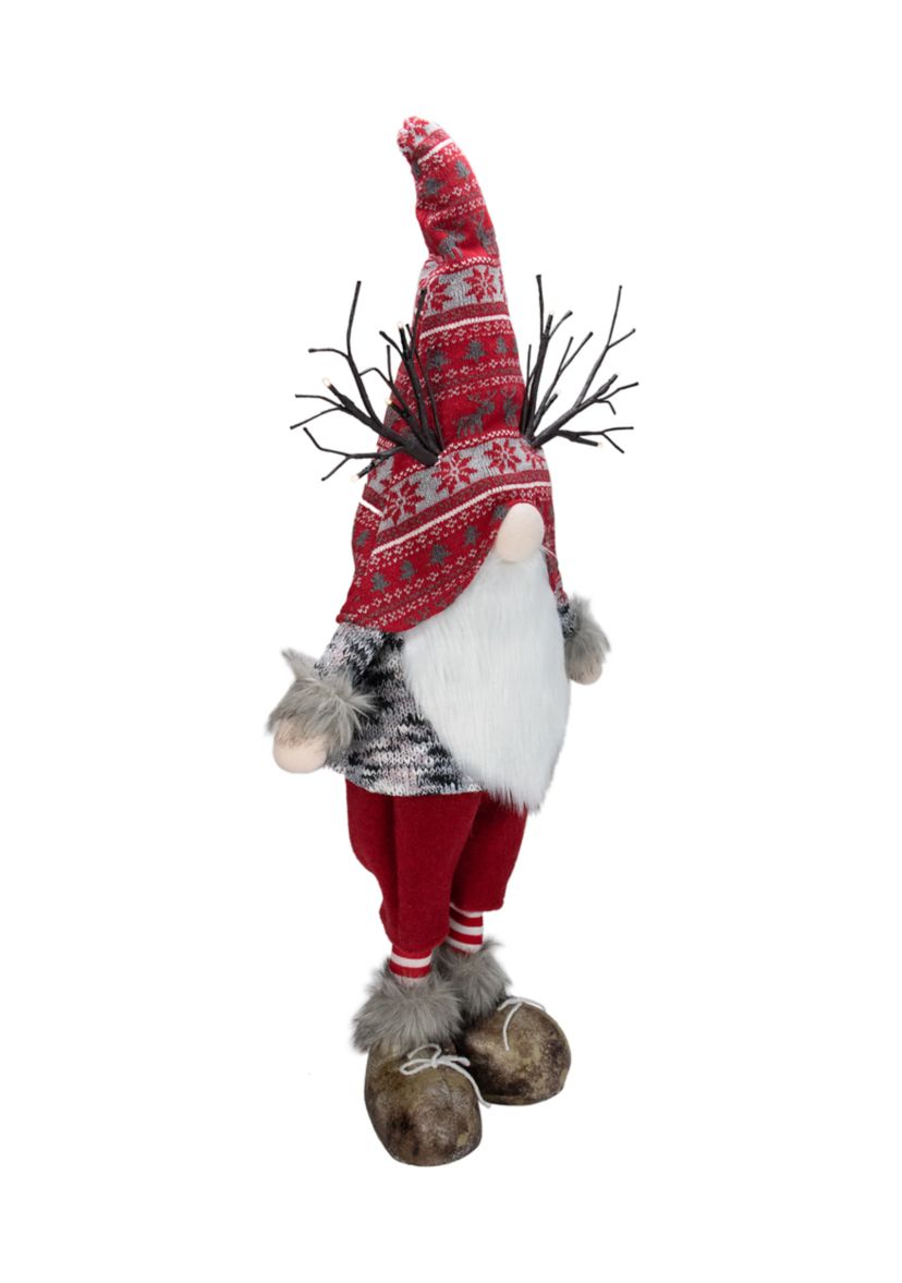 30Inch Red Nordic Hat Standing Santa Christmas Gnome with LED Antler