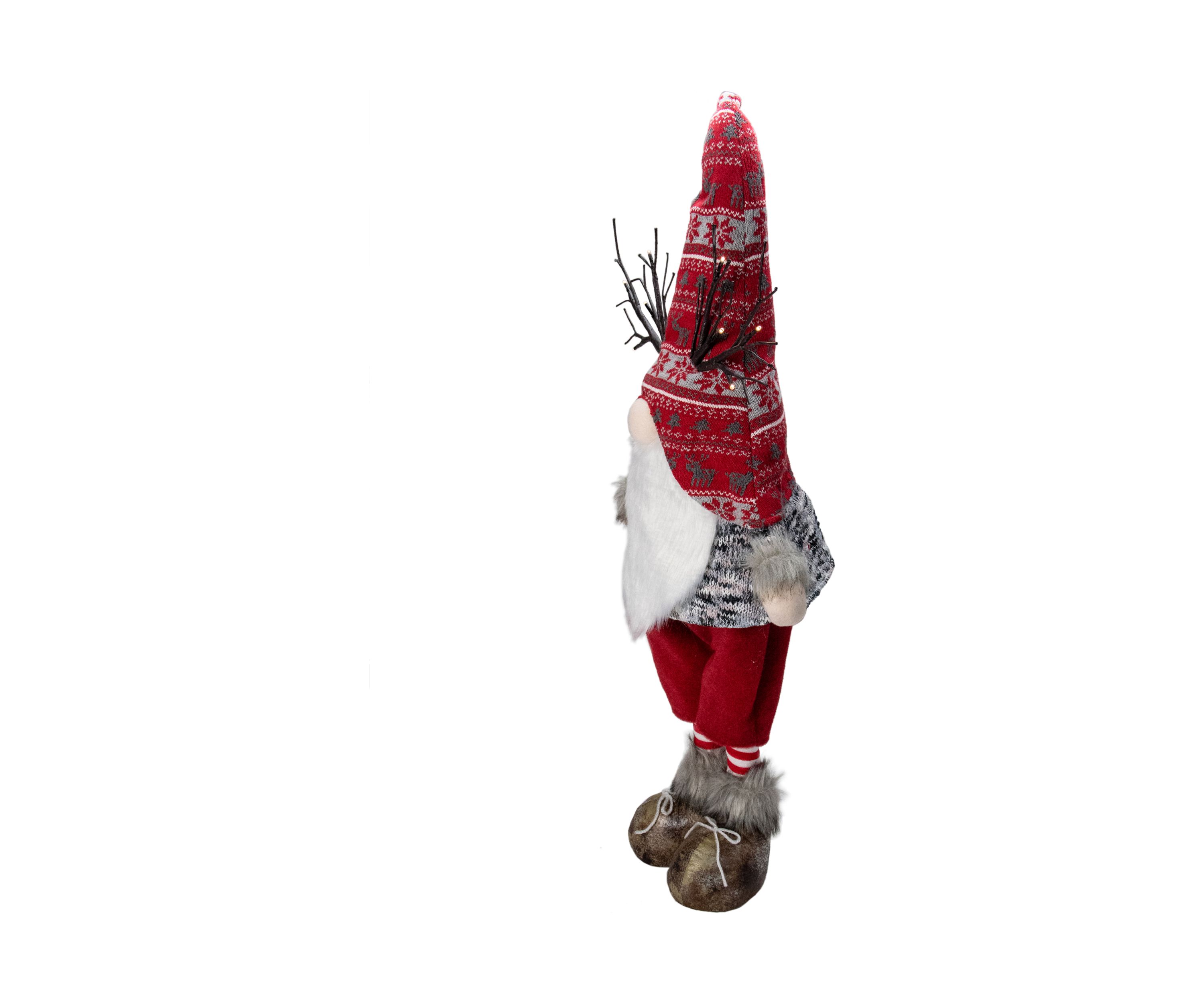 30Inch Red Nordic Hat Standing Santa Christmas Gnome with LED Antler
