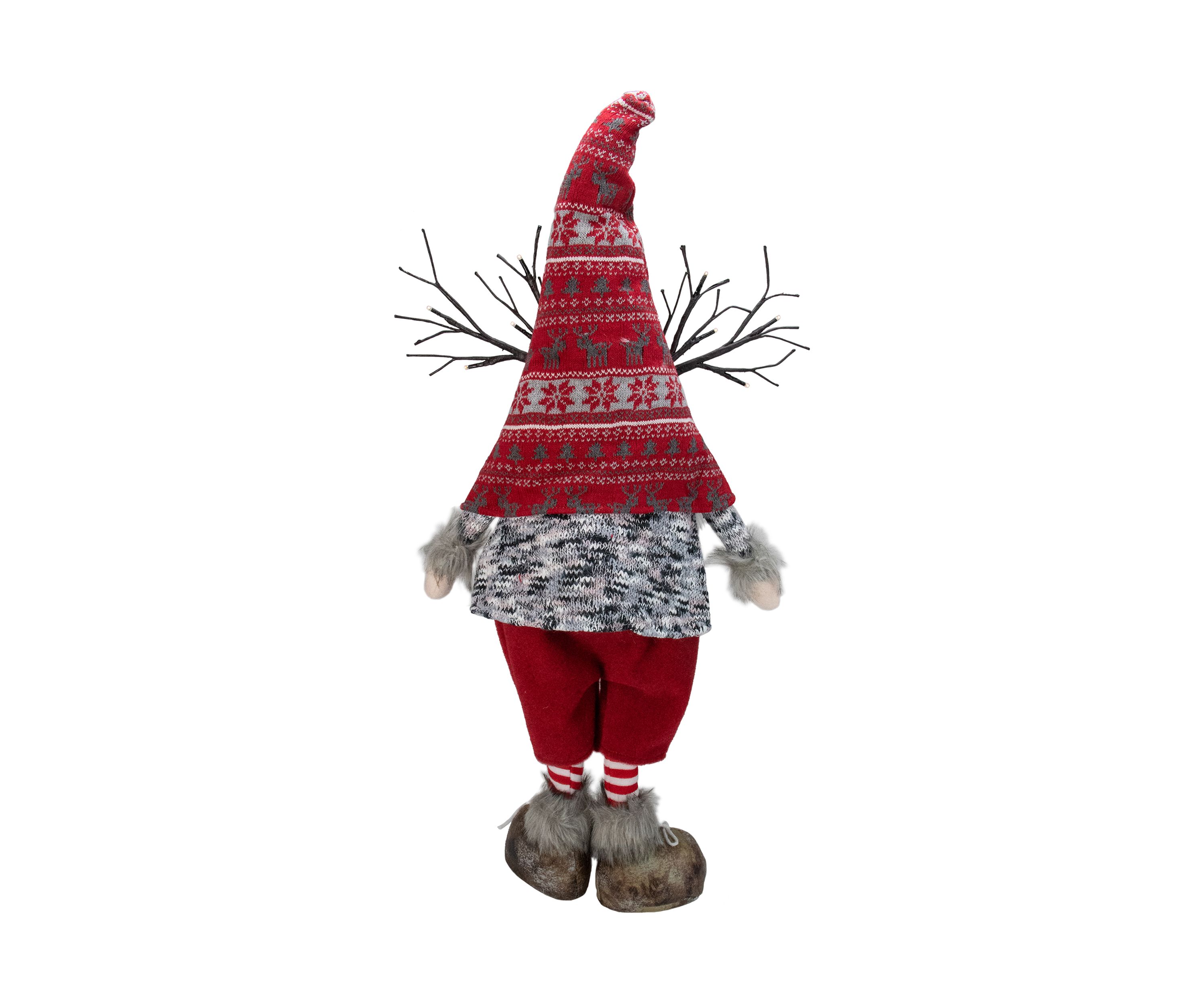 30Inch Red Nordic Hat Standing Santa Christmas Gnome with LED Antler