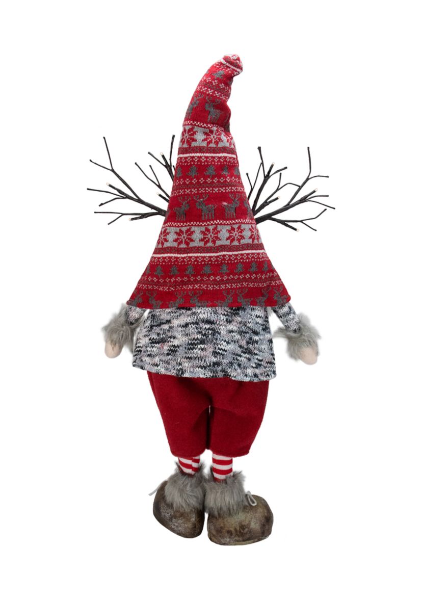 30Inch Red Nordic Hat Standing Santa Christmas Gnome with LED Antler