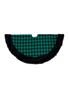 48Inch Green and Black Plaid Christmas Tree Skirt