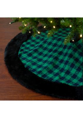 48Inch Green and Black Plaid Christmas Tree Skirt