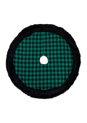 48Inch Green and Black Plaid Christmas Tree Skirt