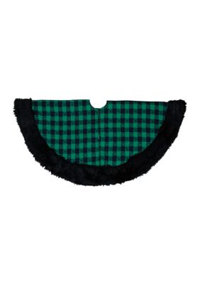 48Inch Green and Black Plaid Christmas Tree Skirt