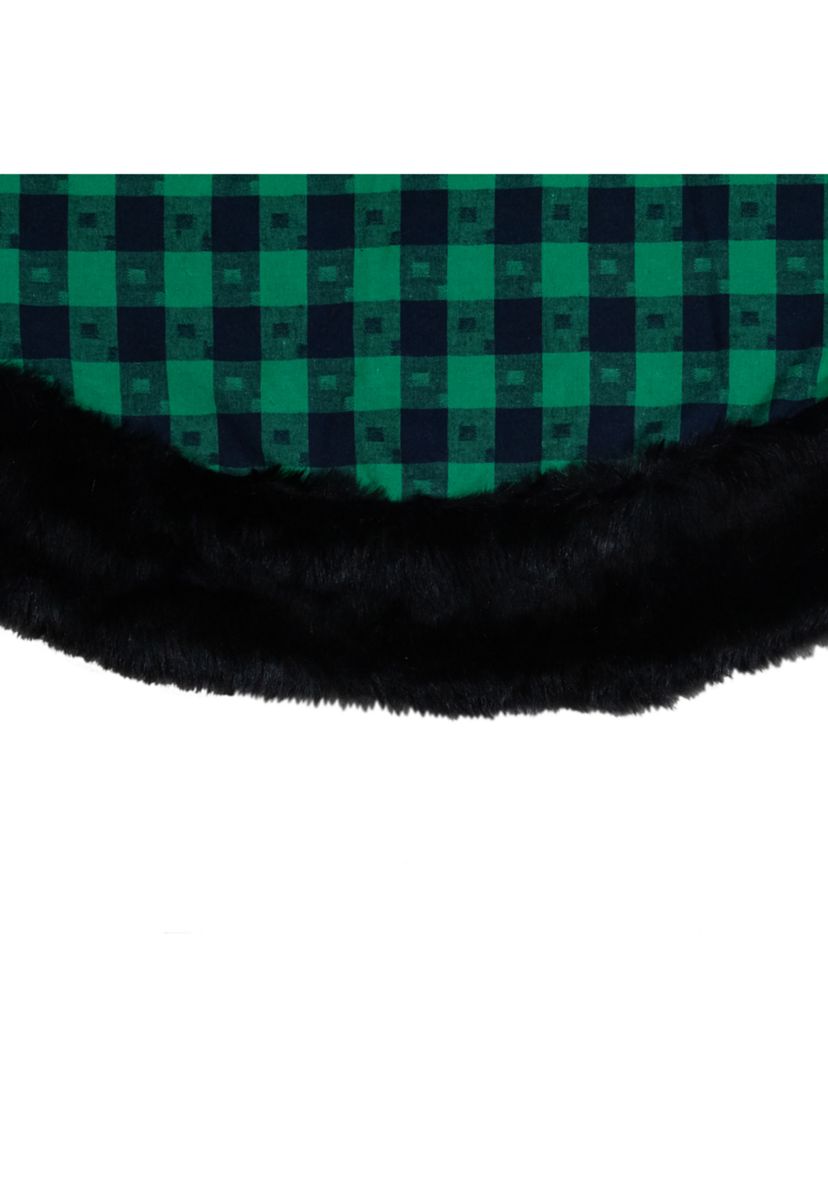 48Inch Green and Black Plaid Christmas Tree Skirt