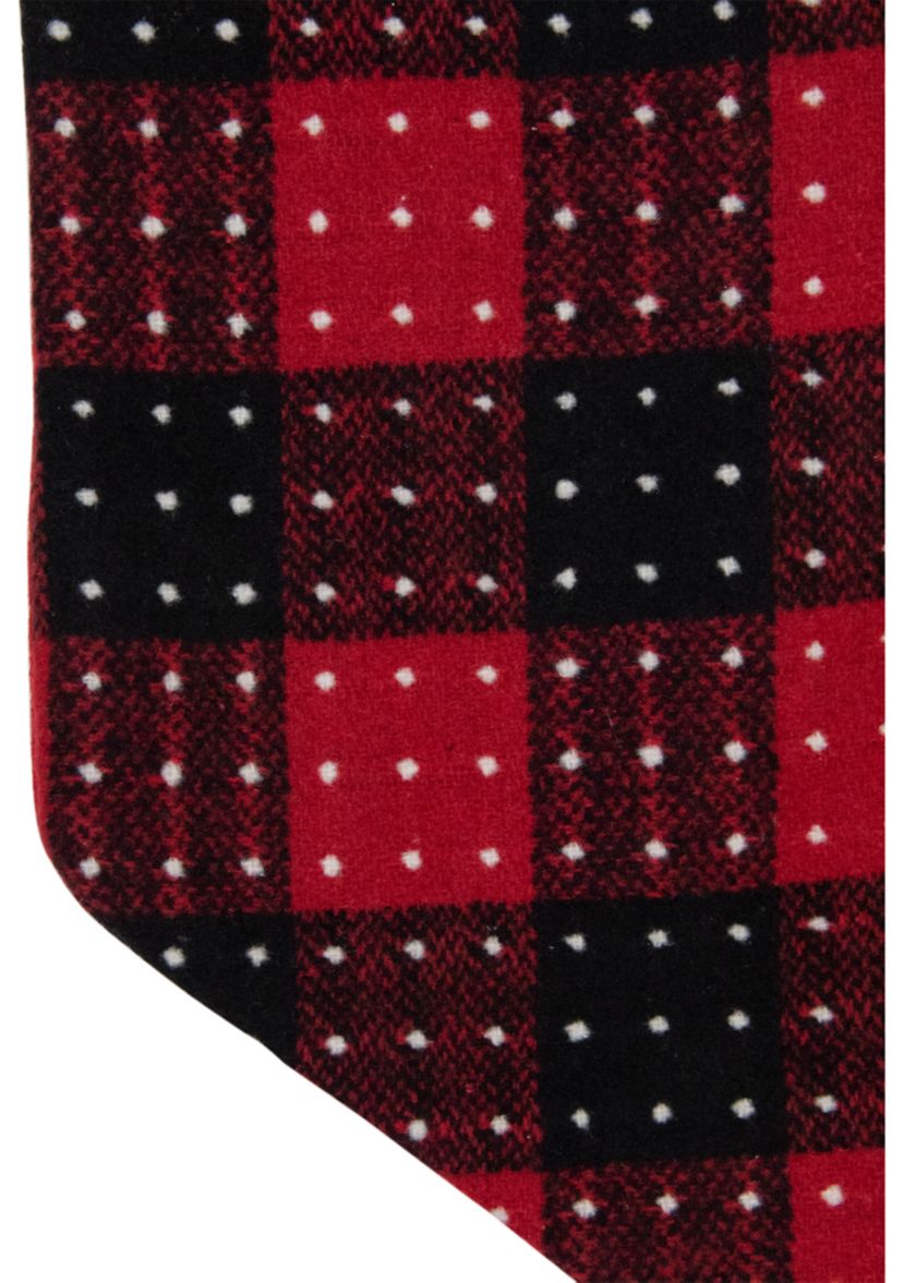 21.5Inch Red and Black Plaid with Dots and Faux Fur Cuff Christmas Stocking