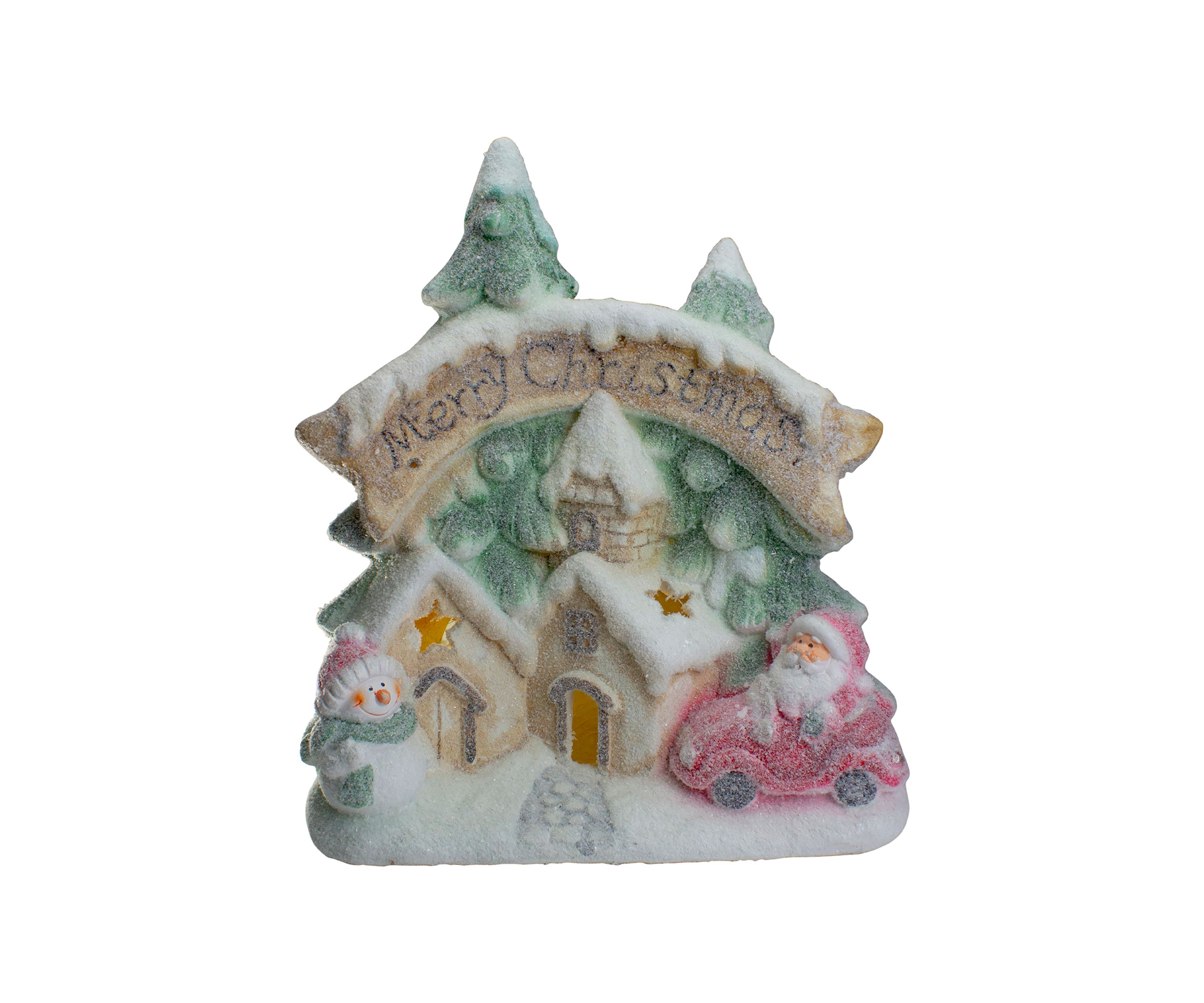 16.5Inch LED Lighted Glittered Snow-Covered Winter Village Christmas Tabletop Decoration