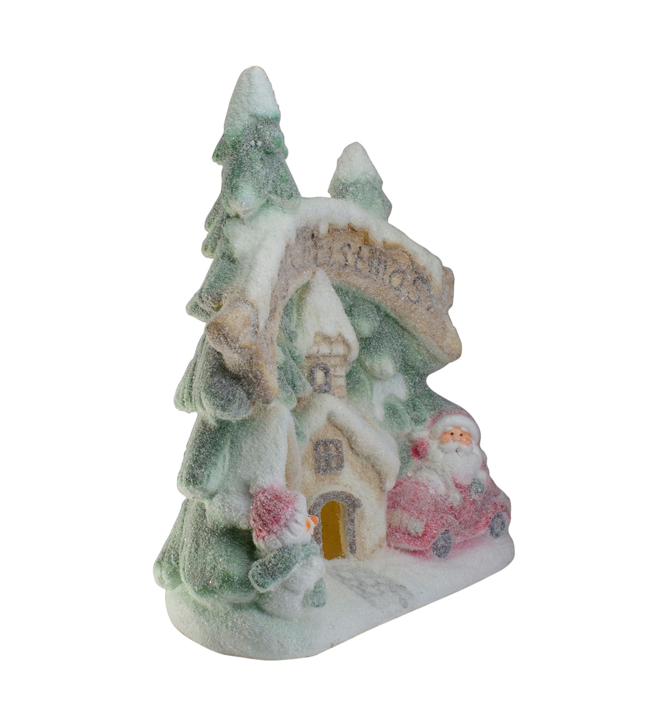 16.5Inch LED Lighted Glittered Snow-Covered Winter Village Christmas Tabletop Decoration