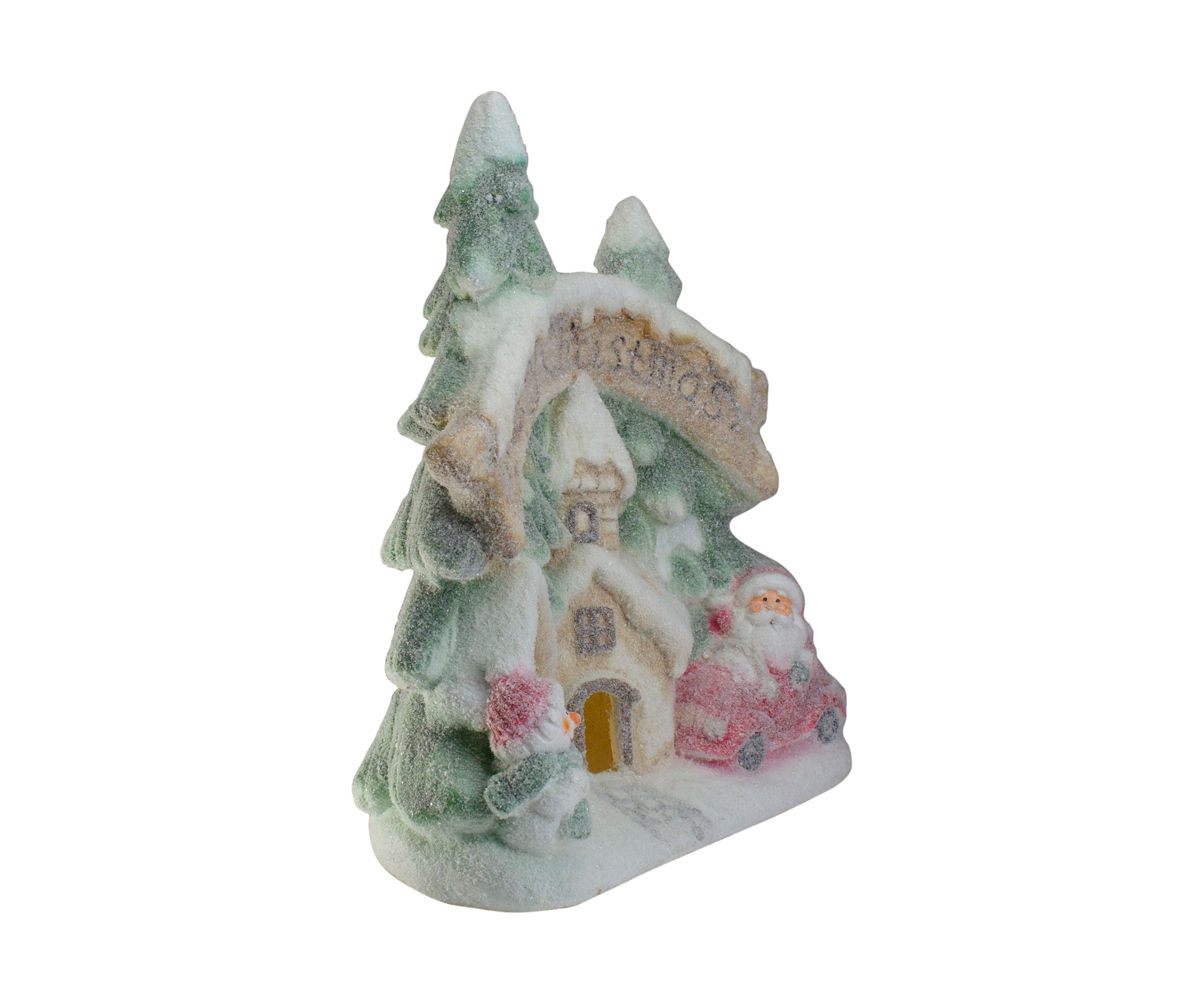 16.5Inch LED Lighted Glittered Snow-Covered Winter Village Christmas Tabletop Decoration