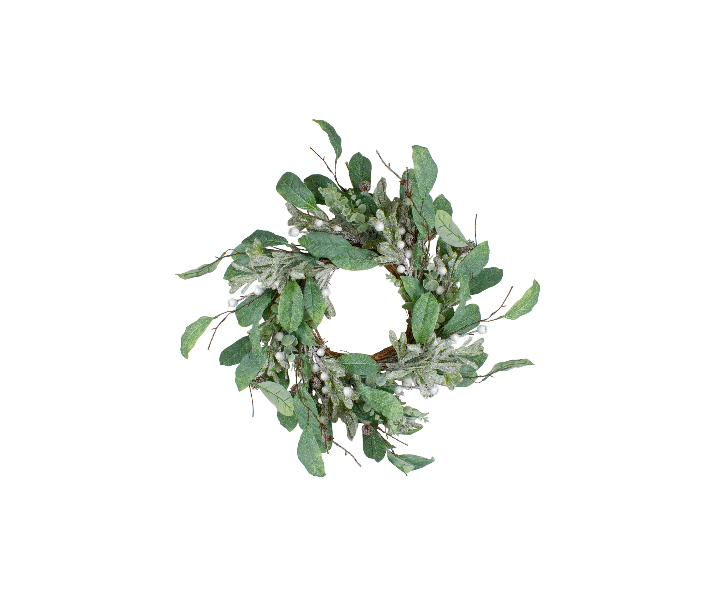 25Inch Artificial Mixed Foliage and Berries Christmas Wreath Unlit