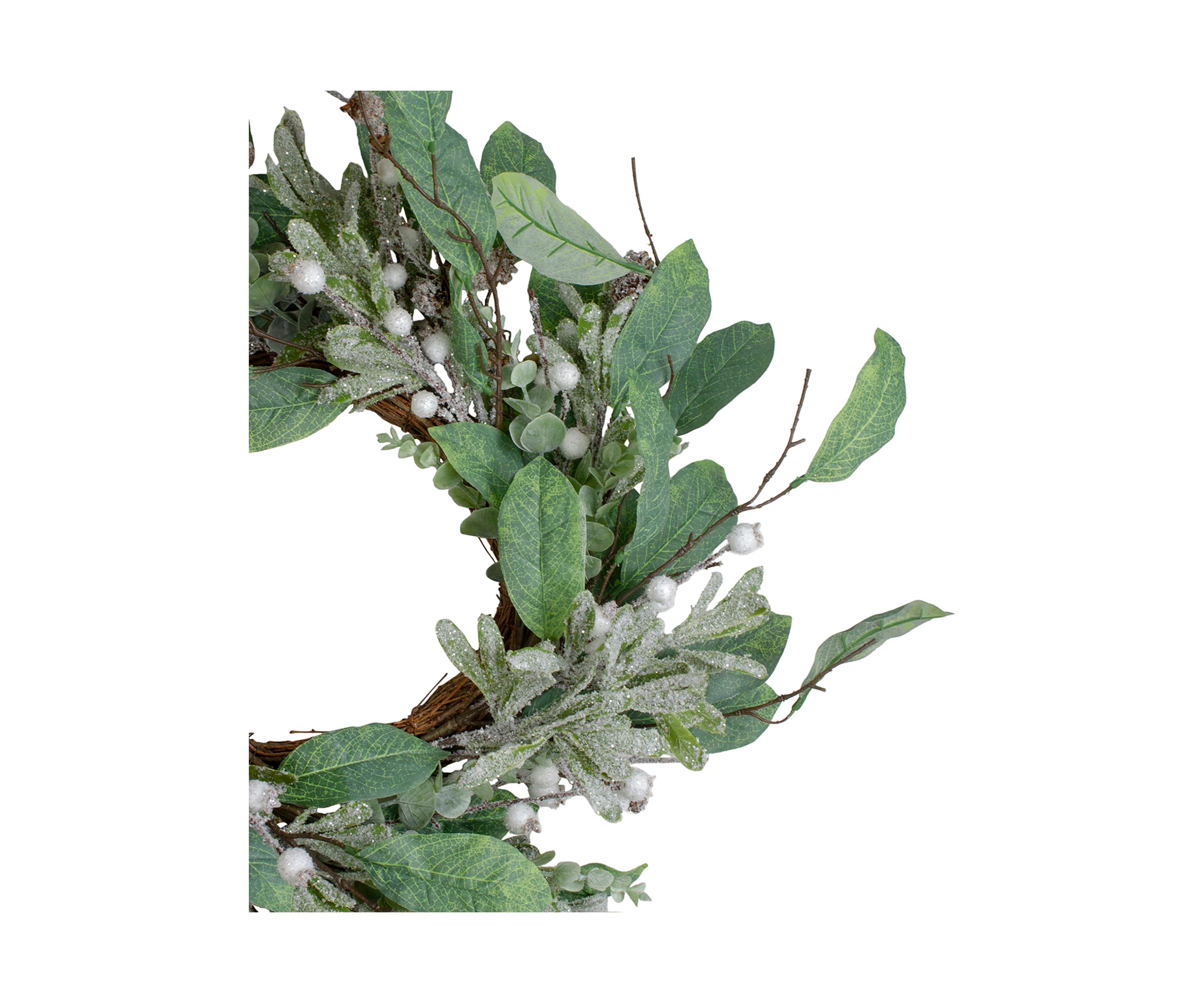 25Inch Artificial Mixed Foliage and Berries Christmas Wreath Unlit