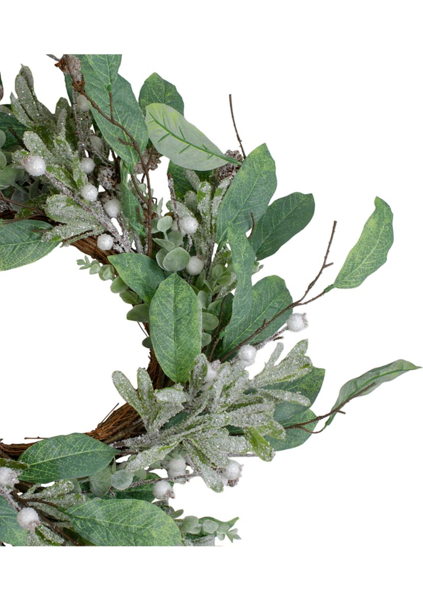 25Inch Artificial Mixed Foliage and Berries Christmas Wreath Unlit