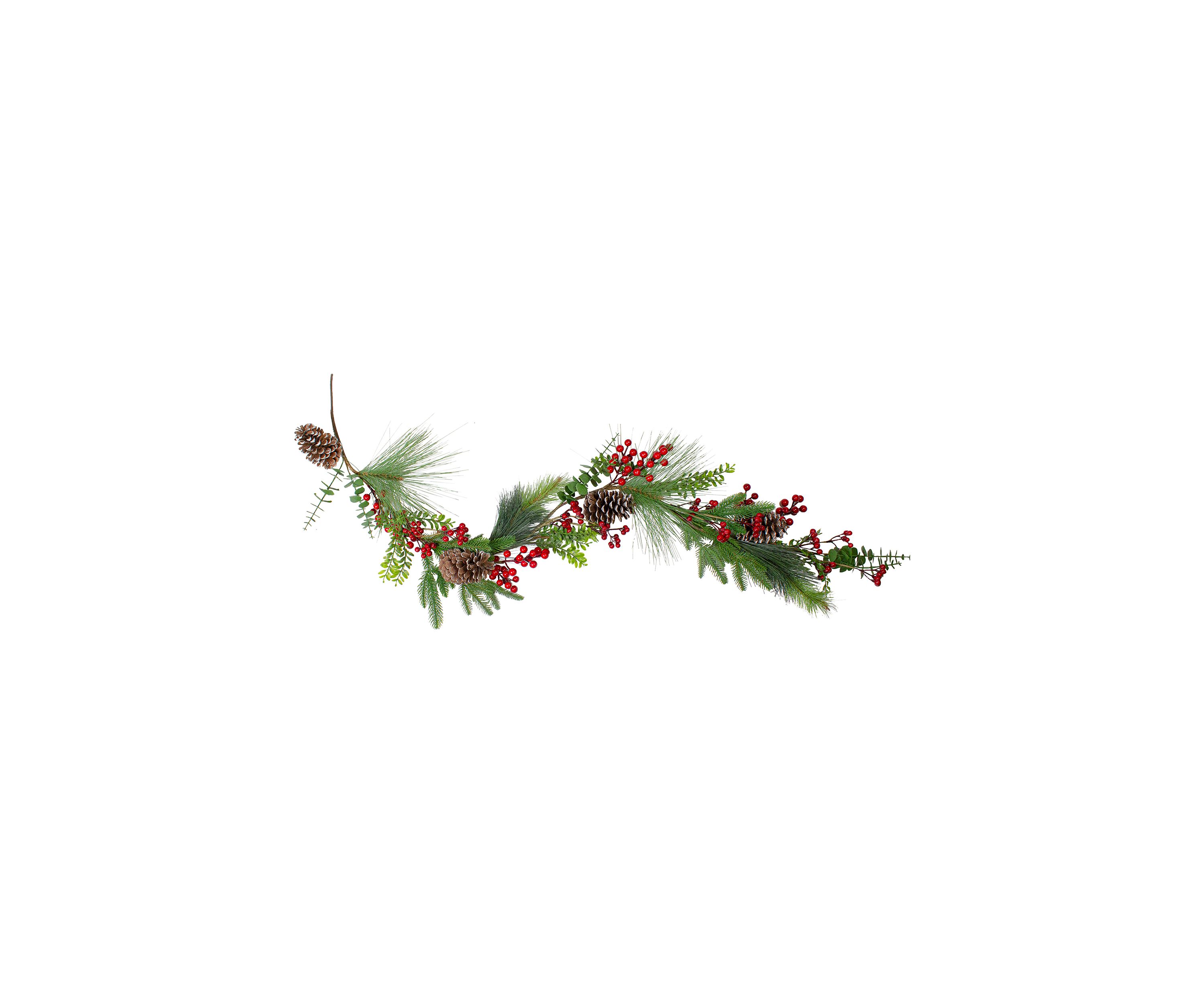 5 x 10Inch Berry Pine and Eucalyptus Artificial Christmas Garland - Unlit