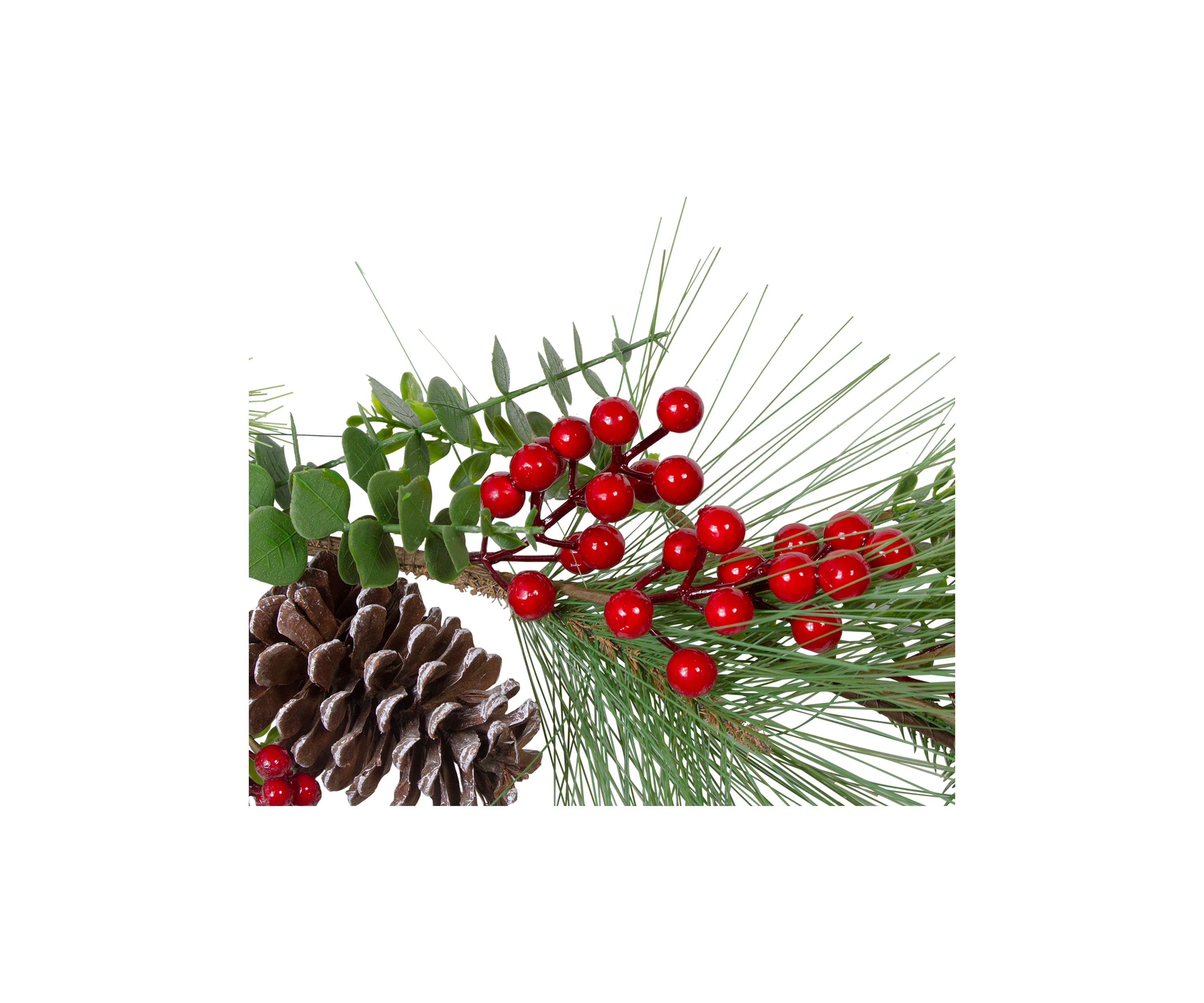 5 x 10Inch Berry Pine and Eucalyptus Artificial Christmas Garland - Unlit