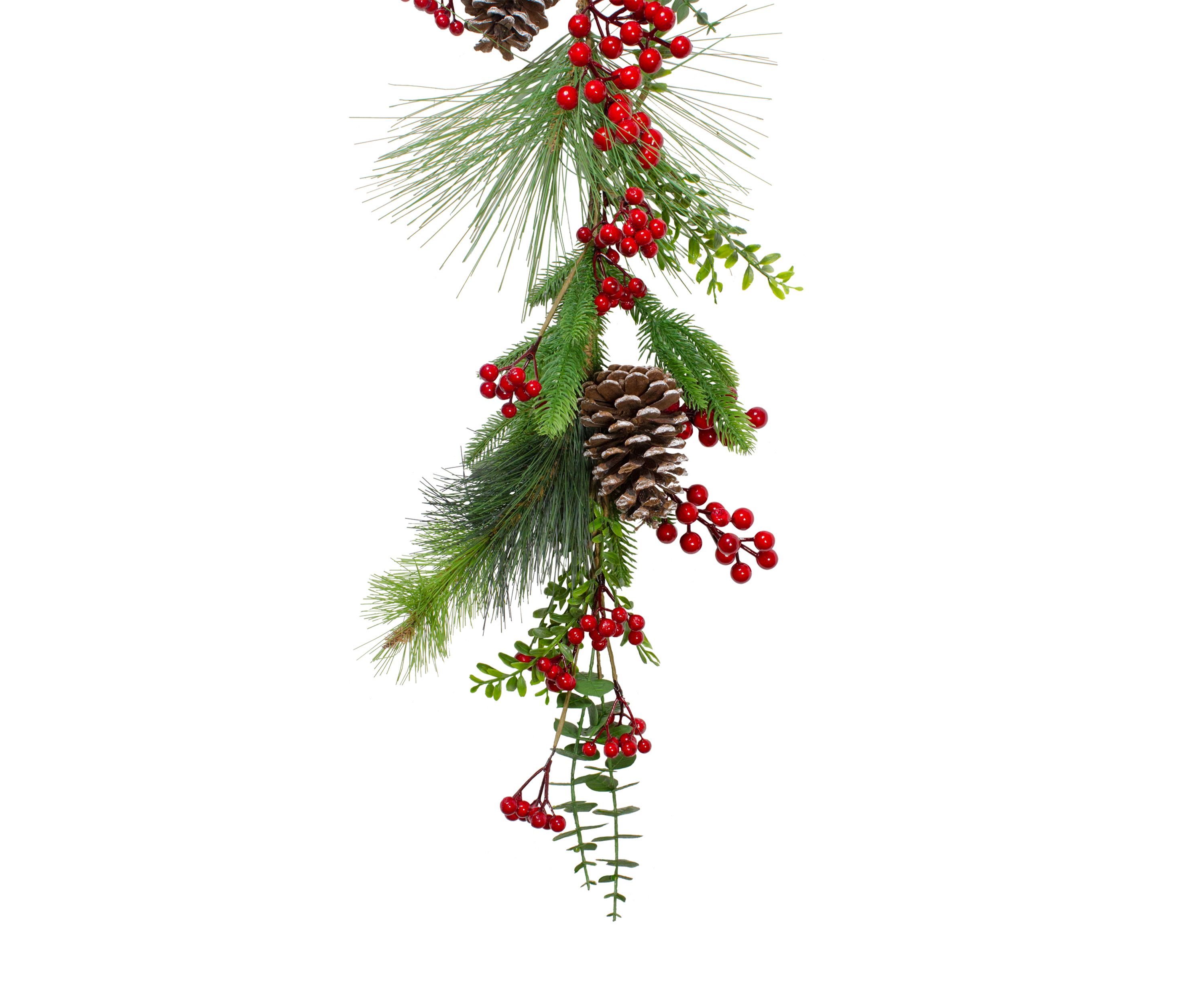 5 x 10Inch Berry Pine and Eucalyptus Artificial Christmas Garland - Unlit