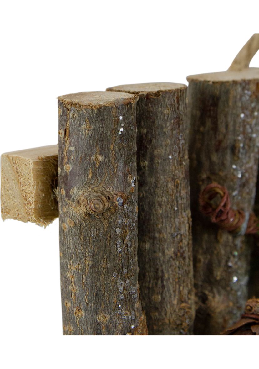 15.75Inch Wooden and Glitter Frosted Reindeer Christmas Wall Decor