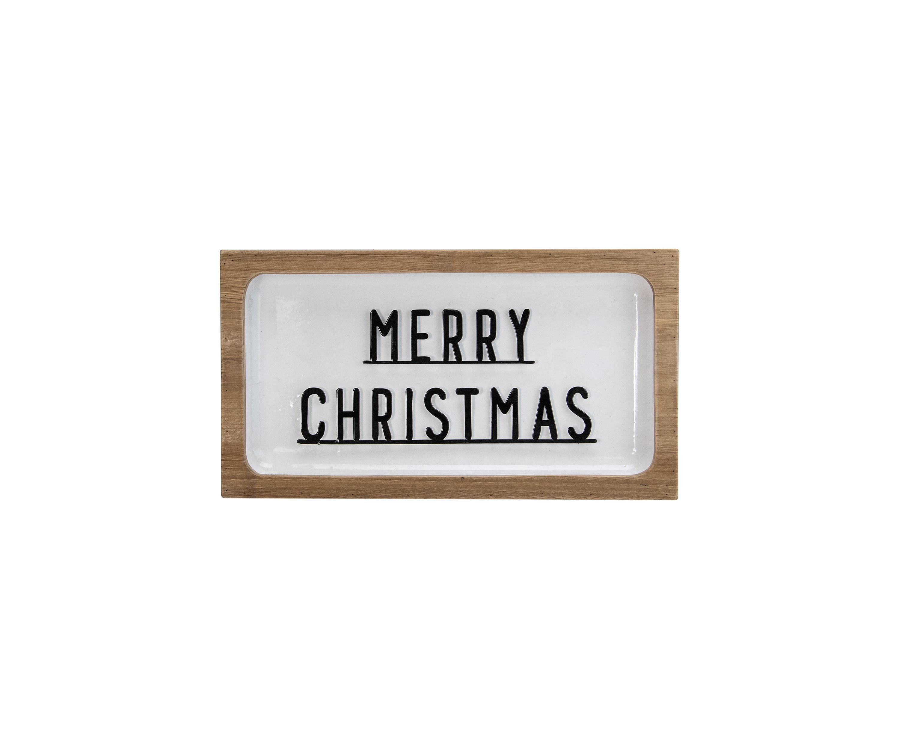 13Inch White and Brown InchMerry ChristmasInch 3D Wooden Christmas Wall or Tabletop Decor