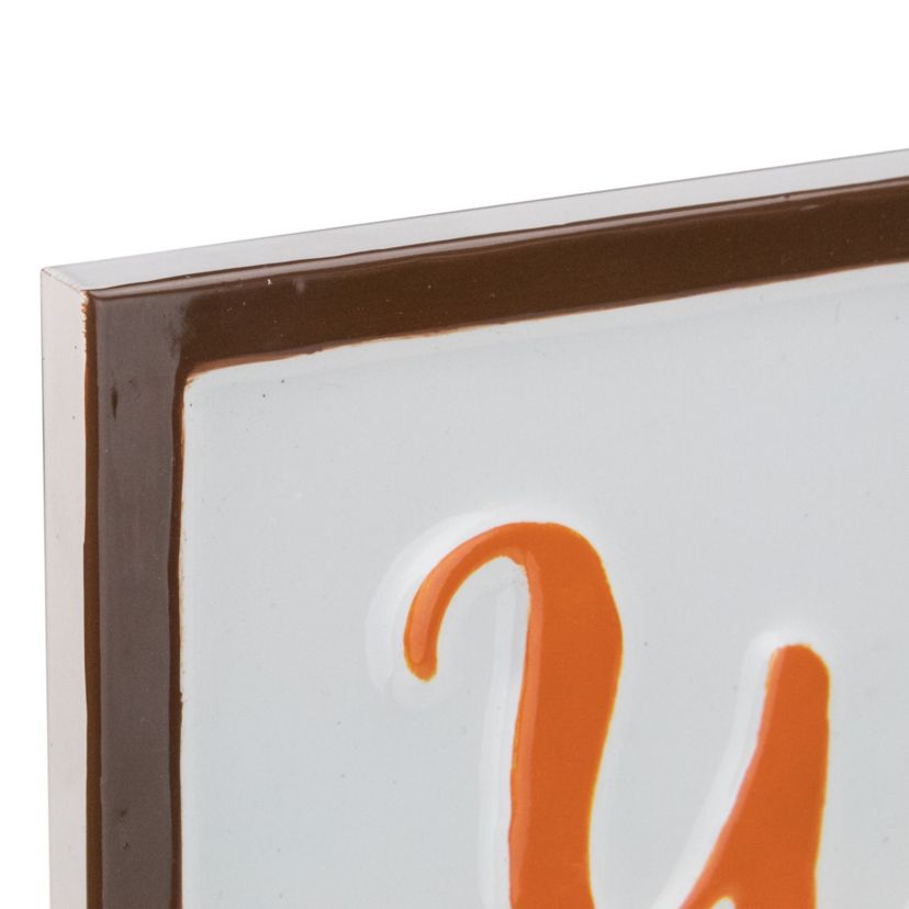 20.25" Orange and White "Welcome To Our Pumpkin Patch!" Autumn Metal Wall Decor