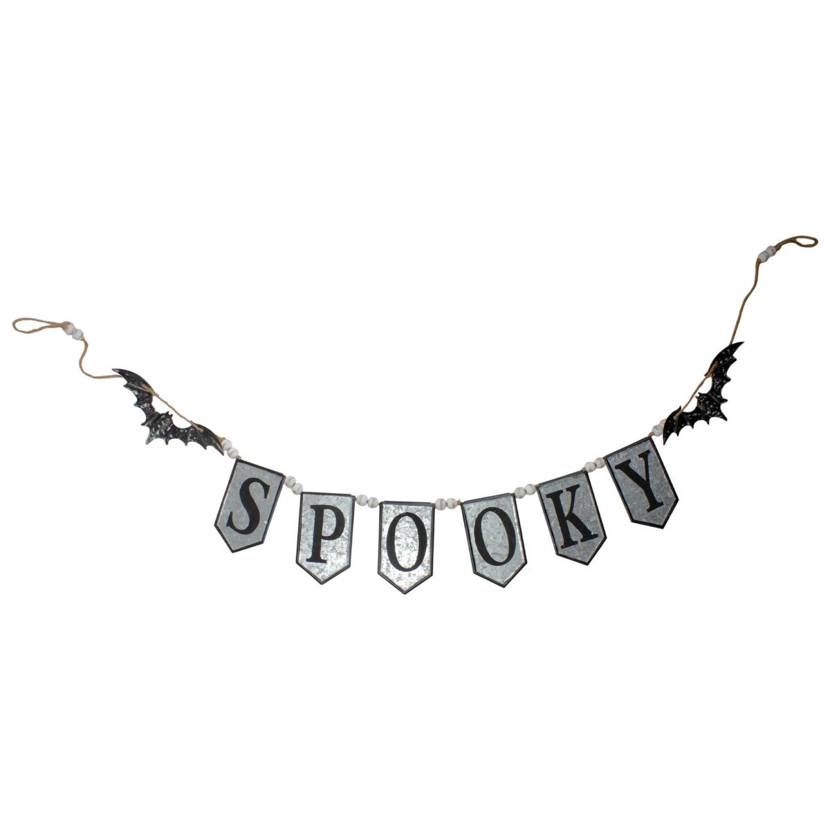 7 Metal Gray and Black SPOOKY Halloween Bat Banner
