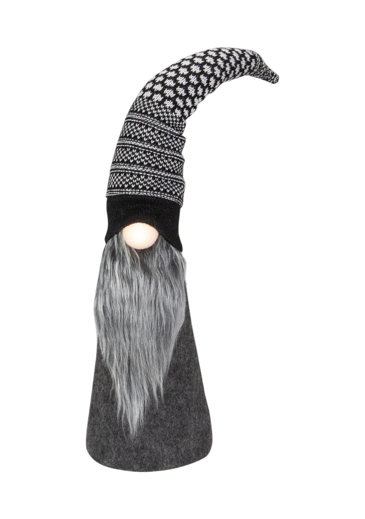 20Inch LED Lighted Black and White Gnome Christmas Figure