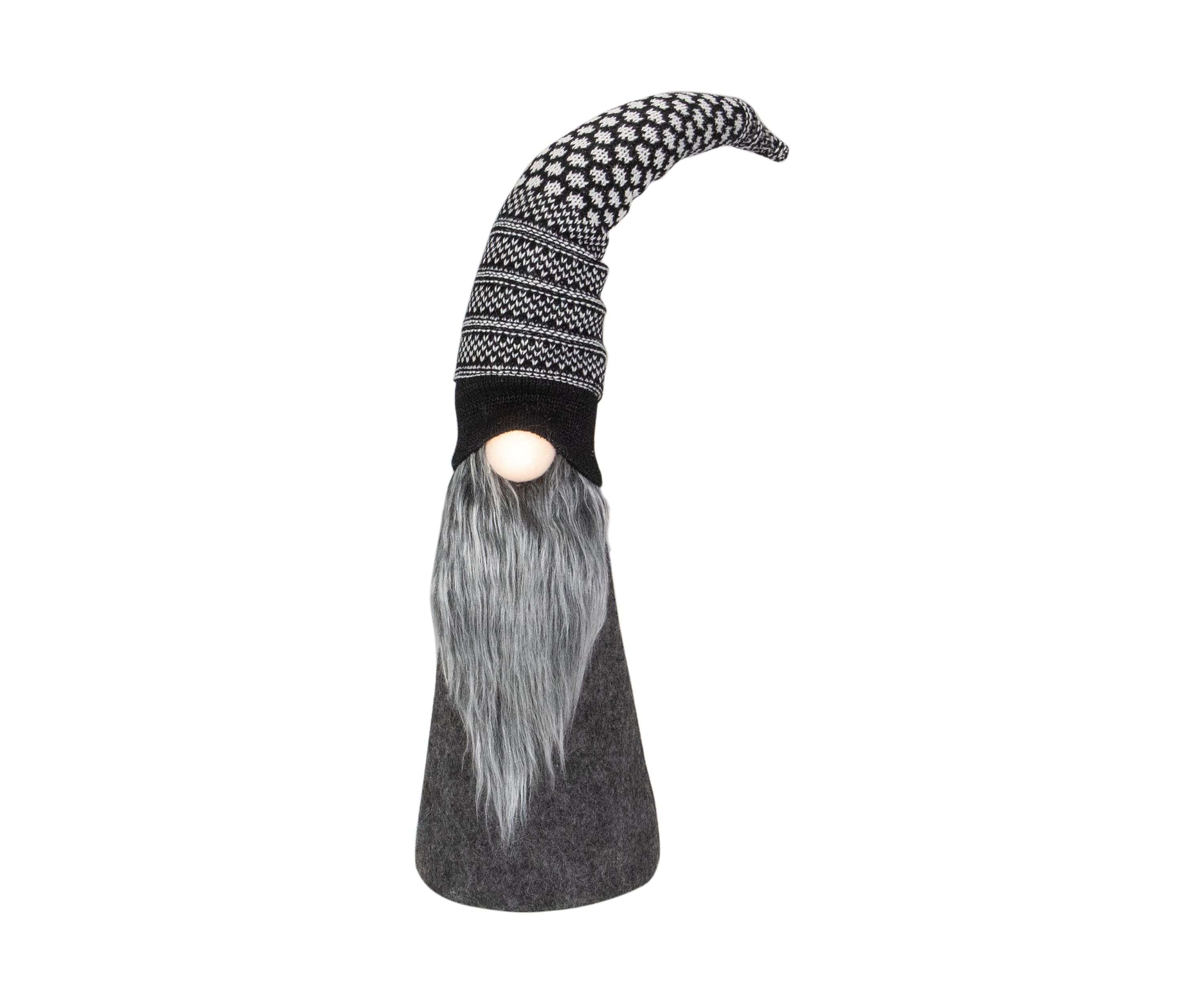 20Inch LED Lighted Black and White Gnome Christmas Figure