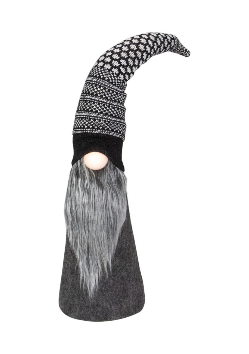 20Inch LED Lighted Black and White Gnome Christmas Figure