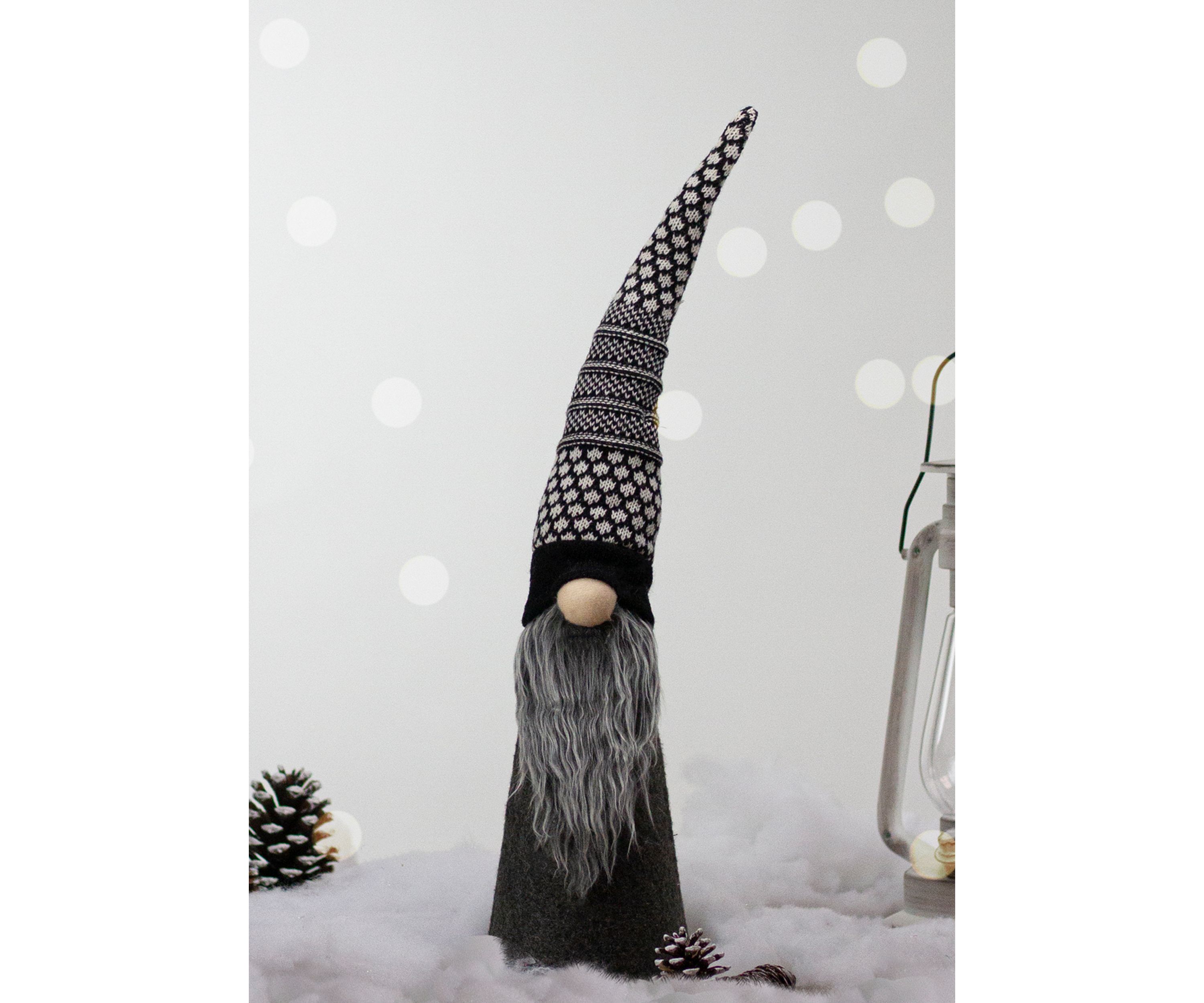 20Inch LED Lighted Black and White Gnome Christmas Figure