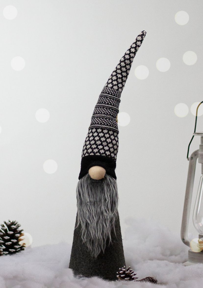 20Inch LED Lighted Black and White Gnome Christmas Figure