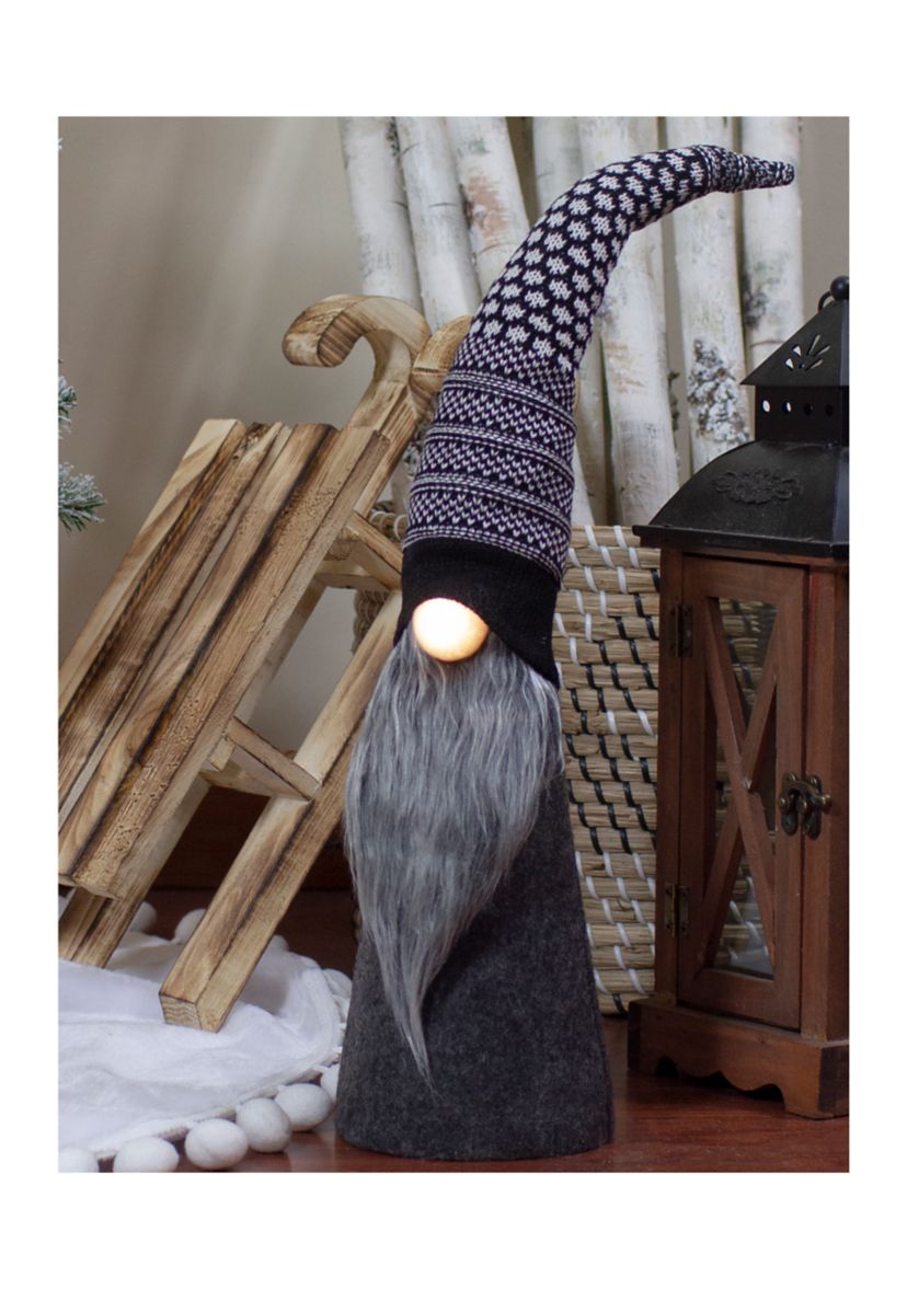 20Inch LED Lighted Black and White Gnome Christmas Figure