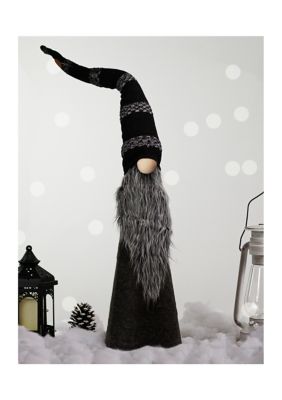 37Inch LED Lighted Black and Gray Knit Gnome Christmas Figure