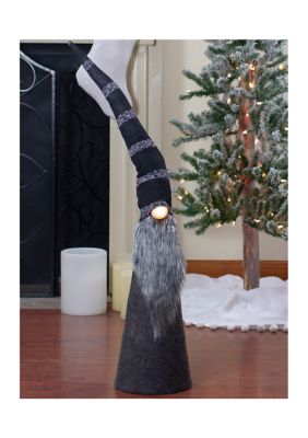 37Inch LED Lighted Black and Gray Knit Gnome Christmas Figure