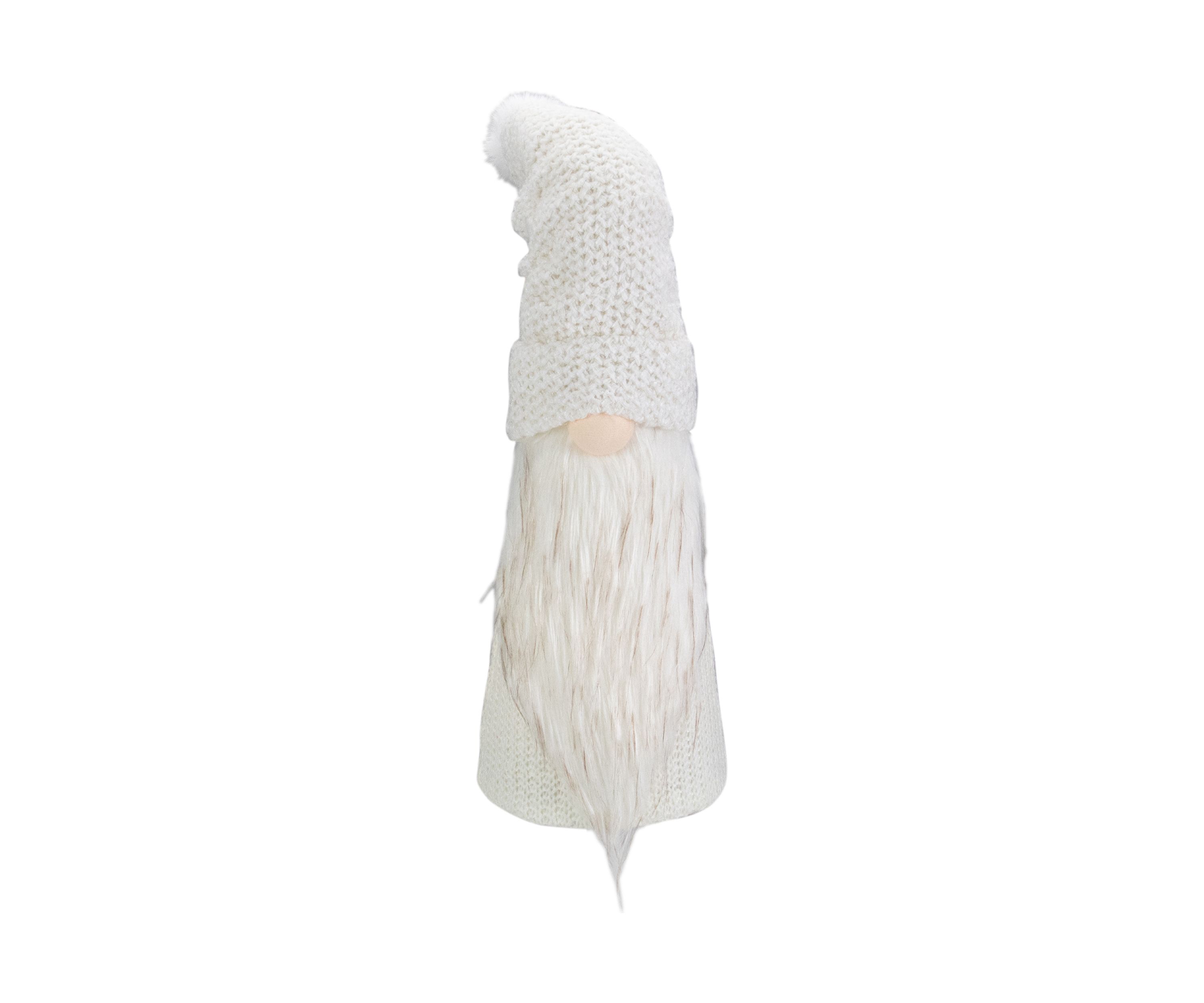 20Inch LED Lighted White Knit Gnome Christmas Figure
