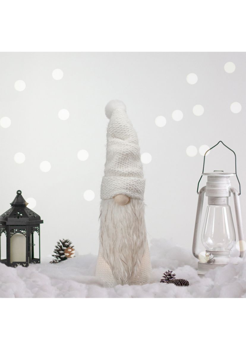 20Inch LED Lighted White Knit Gnome Christmas Figure