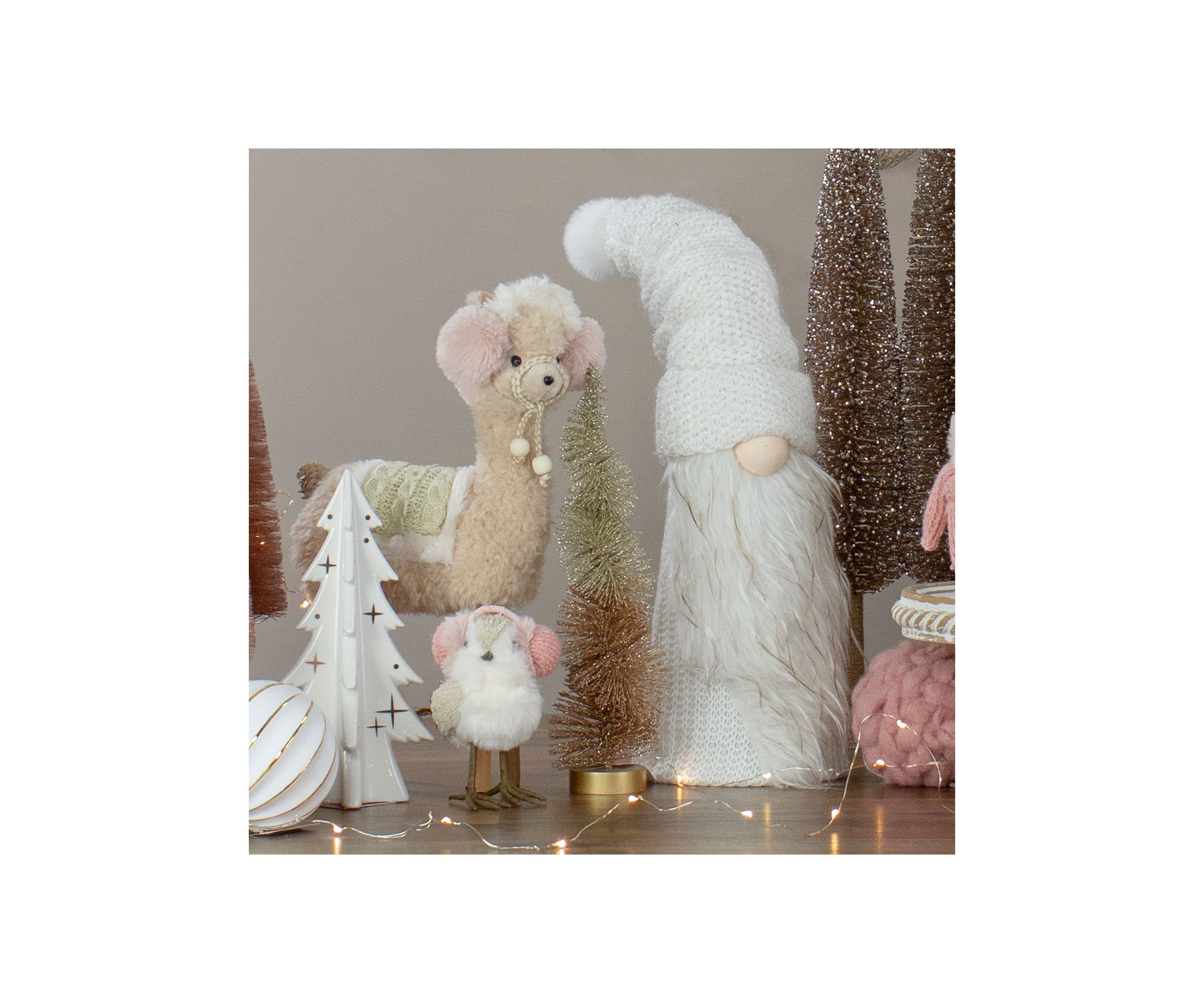 20Inch LED Lighted White Knit Gnome Christmas Figure