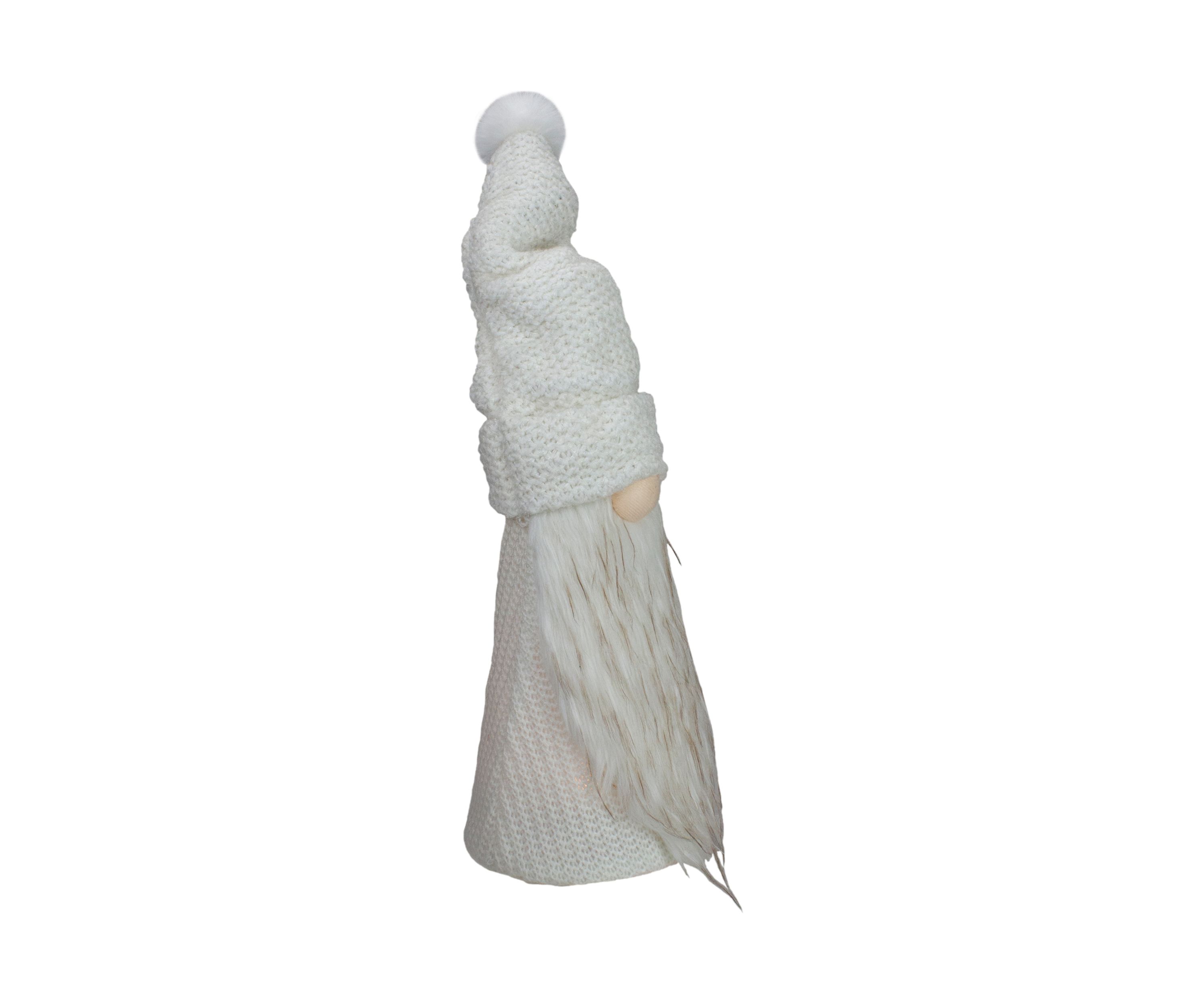 20Inch LED Lighted White Knit Gnome Christmas Figure