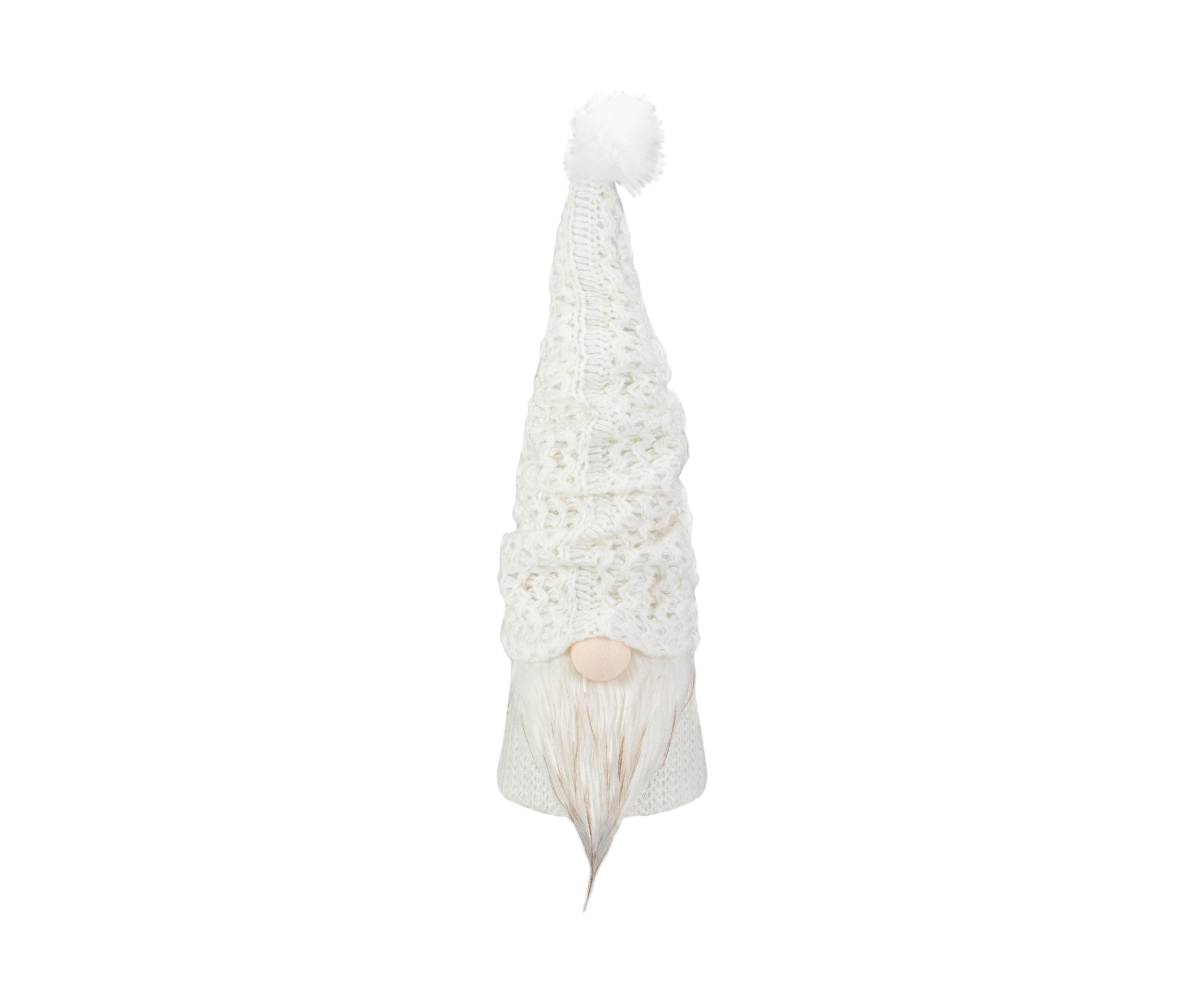 16Inch LED Lighted White Knit Gnome Christmas Figure