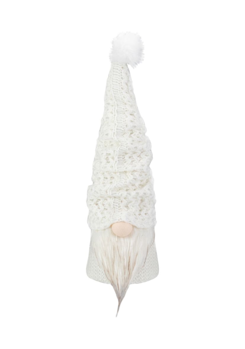 16Inch LED Lighted White Knit Gnome Christmas Figure