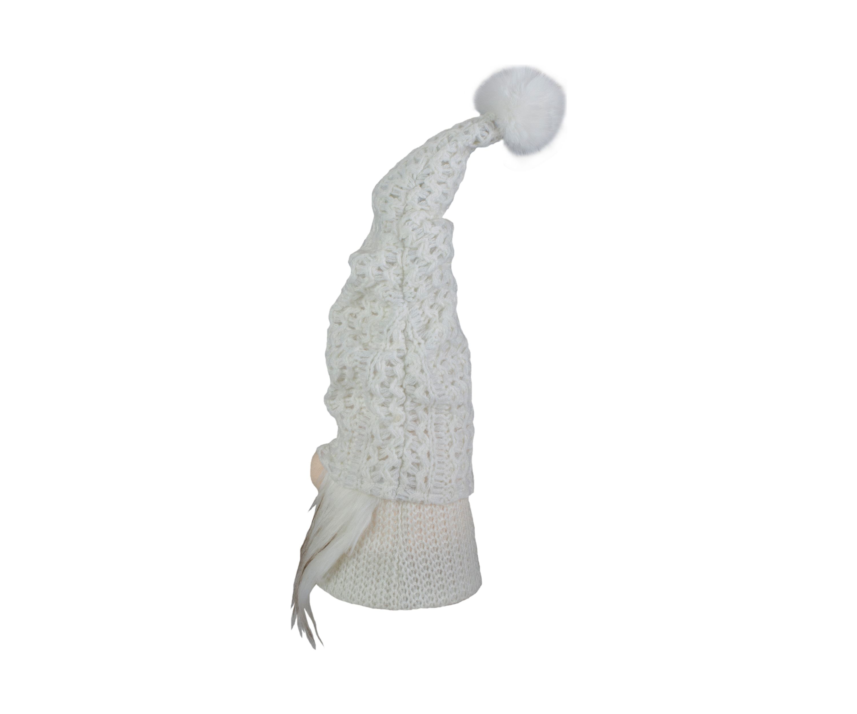 16Inch LED Lighted White Knit Gnome Christmas Figure